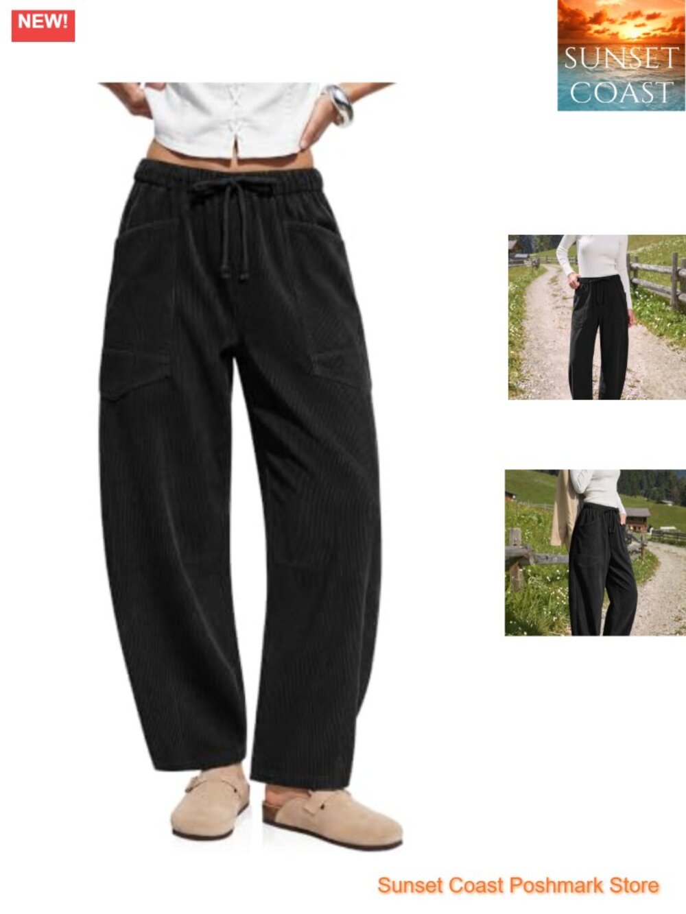 TARSE Barrel Corduroy Pants Women Wide Leg High Waisted Baggy Trousers